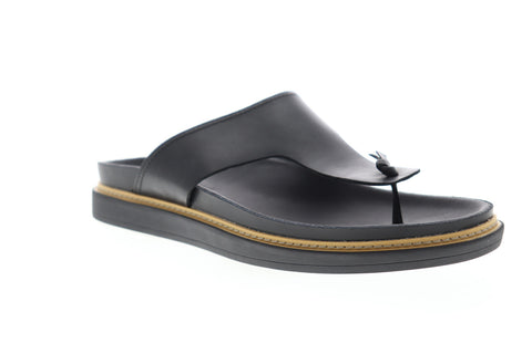 Clarks Trace Sand 26139560 Mens Black Leather Slip On Flip-Flops Sandals Shoes