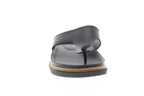 Clarks Trace Sand 26139560 Mens Black Leather Slip On Flip-Flops Sandals Shoes