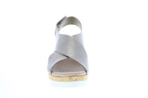 Clarks Cammy Pearl 26139914 Womens Gray Leather Heels Wedges Shoes