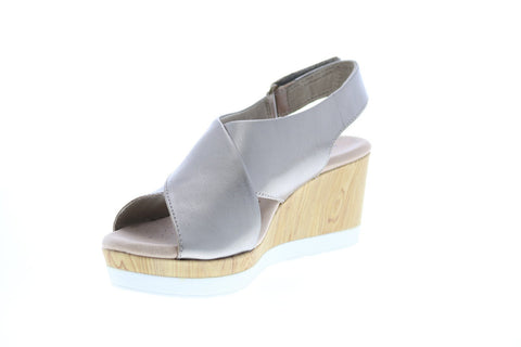 Clarks Cammy Pearl 26139914 Womens Gray Leather Heels Wedges Shoes