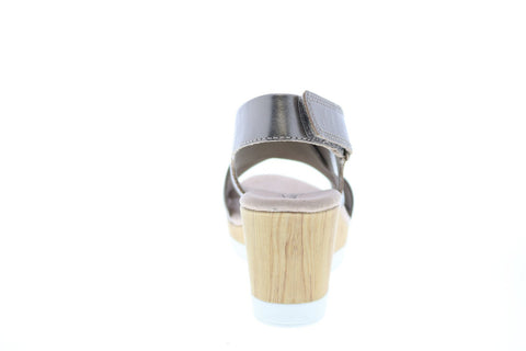Clarks Cammy Pearl 26139914 Womens Gray Leather Heels Wedges Shoes
