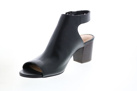 Clarks Deloria Gia 26140094 Womens Black Leather Strap Mules Heels Shoes