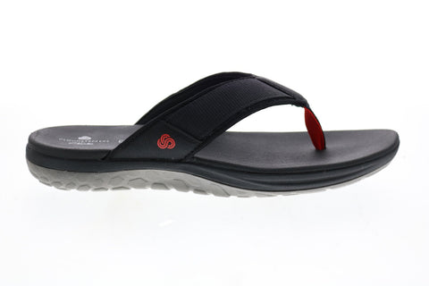 Clarks Step Beat Dune 26140268 Mens Black Canvas Flip-Flops Sandals Shoes