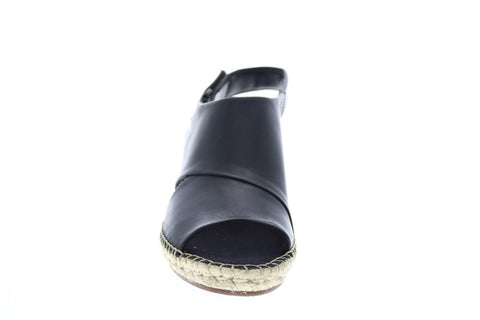 Clarks Petrina Abby 26140607 Womens Black Leather Strap Wedges Heels Shoes