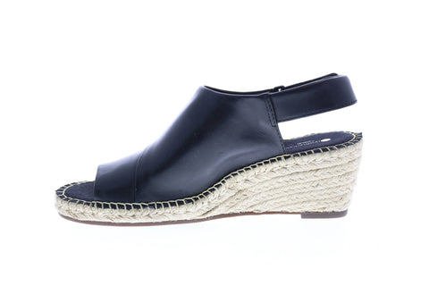 Clarks Petrina Abby 26140607 Womens Black Leather Strap Wedges Heels Shoes