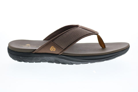 Clarks Step Beat Dune 26141018 Mens Brown Canvas Flip-Flops Sandals Shoes