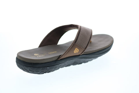 Clarks Step Beat Dune 26141018 Mens Brown Canvas Flip-Flops Sandals Shoes