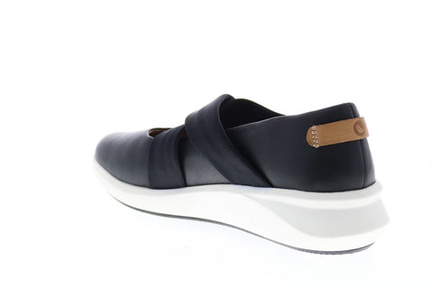 Clarks Un Rio Cross 26141649 Womens Black Leather Slip On Ballet Flats Shoes