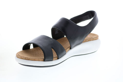 Clarks Un Bali Sling 26141711 Womens Black Leather Strap Wedges Heels Shoes