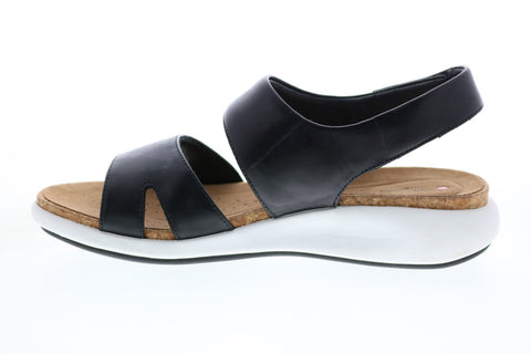 Clarks Un Bali Sling 26141711 Womens Black Leather Strap Wedges Heels Shoes