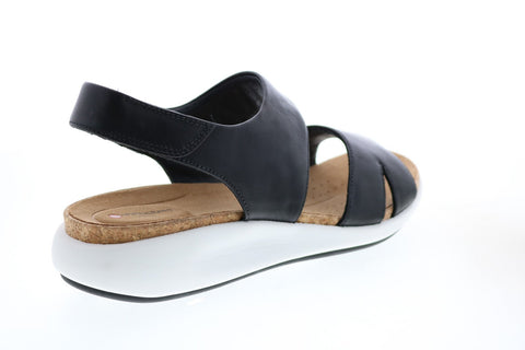 Clarks Un Bali Sling 26141711 Womens Black Leather Strap Wedges Heels Shoes