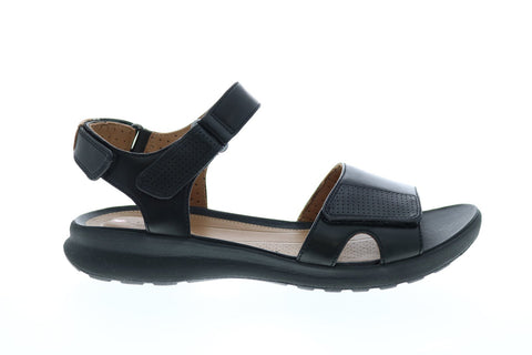 Clarks Un Adorn Calm 26141712 Womens Black Wide Leather Strap Sandals Shoes