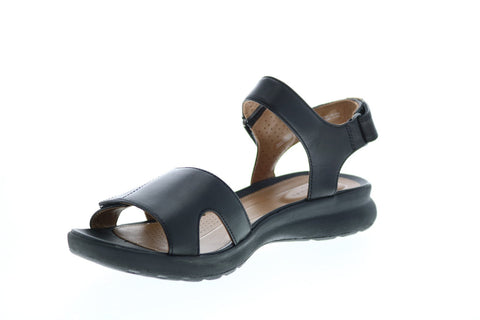 Clarks Un Adorn Calm 26141712 Womens Black Wide Leather Strap Sandals Shoes