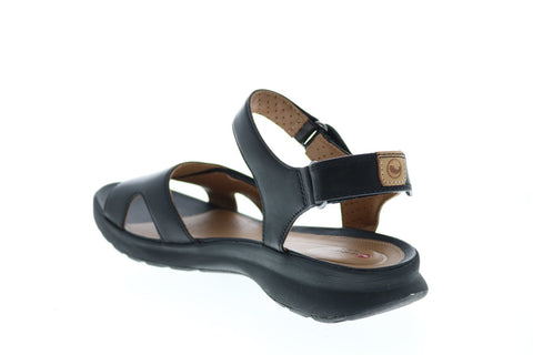 Clarks Un Adorn Calm 26141712 Womens Black Wide Leather Strap Sandals Shoes