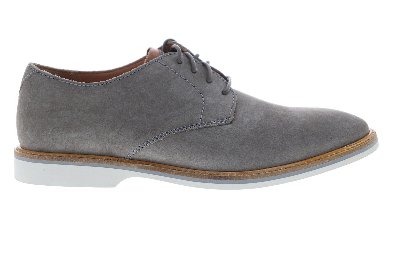 Clarks Atticus Lace 26141739 Mens Gray Nubuck Leather Plain Toe Oxfords Shoes Clarks Atticus Lace 26141739 Mens Gray Wide 2E Lace Up Plain  main image 3