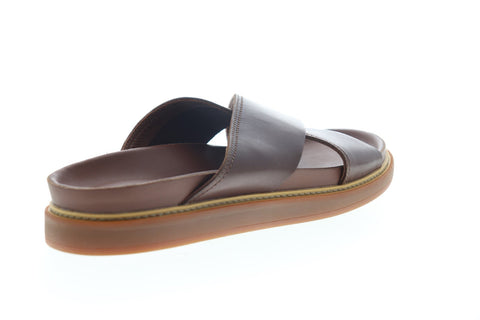 Clarks Trace Cross 26141969 Mens Brown Leather Slip On Slides Sandals Shoes