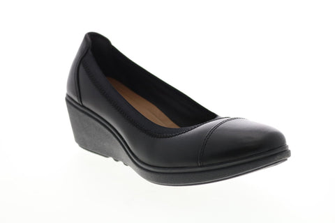 Clarks Un Tallara Liz 26142111 Womens Black Leather Ballet Flats Shoes