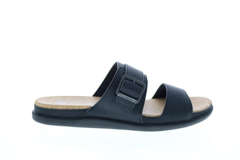 Clarks Step June Tide 26142551 Womens Black Synthetic Hook & Loop Slides Sandals Shoes