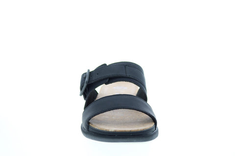 Clarks Step June Tide 26142551 Womens Black Synthetic Hook & Loop Slides Sandals Shoes