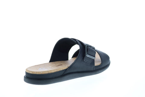 Clarks Step June Tide 26142551 Womens Black Synthetic Hook & Loop Slides Sandals Shoes