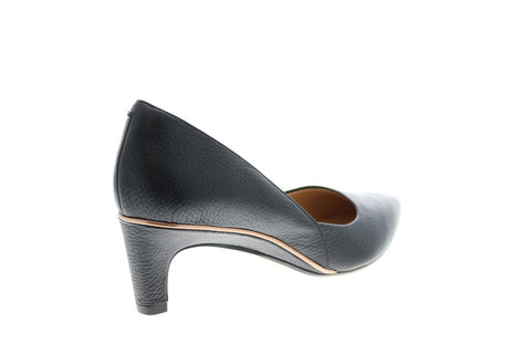 Clarks Ellis Rose 26142587 Womens Black Leather Slip On Pumps Heels Shoes