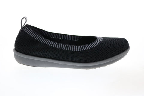 Clarks Ayla Paige 26142613 Womens Black Gray Canvas Slip On Ballet Flats Shoes