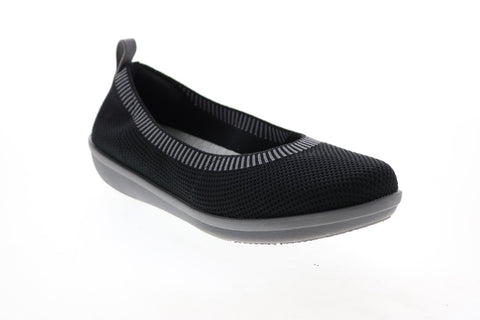 Clarks Ayla Paige 26142613 Womens Black Gray Canvas Slip On Ballet Flats Shoes