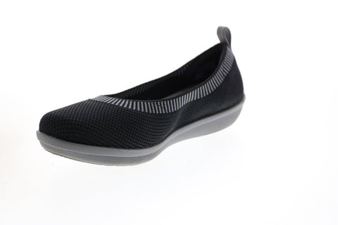 Clarks Ayla Paige 26142613 Womens Black Gray Canvas Slip On Ballet Flats Shoes