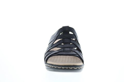 Clarks Lexi Mina 26142703 Womens Black Wide Leather Wedges Heels Shoes