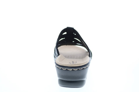 Clarks Lexi Mina 26142703 Womens Black Wide Leather Wedges Heels Shoes