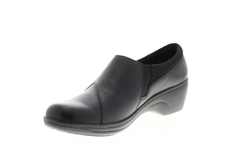 Clarks Grasp High 26142720 Womens Black Leather Strap Loafer Flats Shoes
