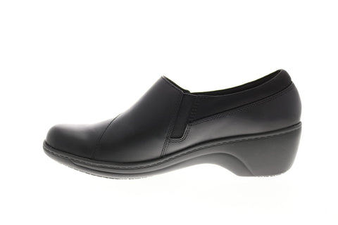 Clarks Grasp High 26142720 Womens Black Leather Strap Loafer Flats Shoes