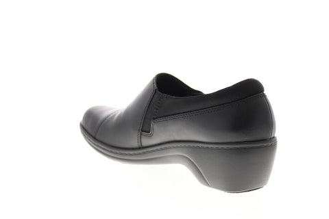 Clarks Grasp High 26142720 Womens Black Leather Strap Loafer Flats Shoes