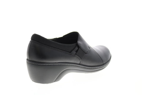 Clarks Grasp High 26142720 Womens Black Leather Strap Loafer Flats Shoes