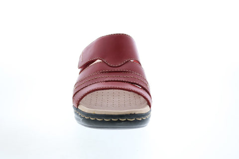 Clarks Lexi Sabrina 26143177 Womens Red Leather Slip On Wedges Heels Shoes