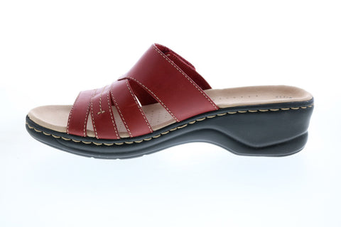 Clarks Lexi Sabrina 26143177 Womens Red Leather Slip On Wedges Heels Shoes