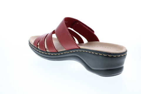 Clarks Lexi Sabrina 26143177 Womens Red Leather Slip On Wedges Heels Shoes