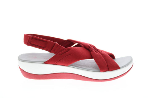Clarks Arla Belle 26143181 Womens Red Wide Canvas Slingback Sandals Shoes