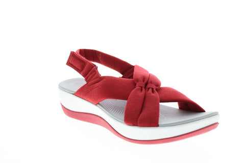 Clarks Arla Belle 26143181 Womens Red Wide Canvas Slingback Sandals Shoes