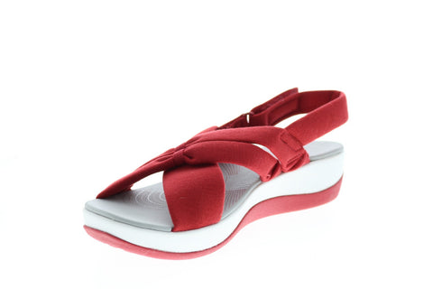 Clarks Arla Belle 26143181 Womens Red Wide Canvas Slingback Sandals Shoes