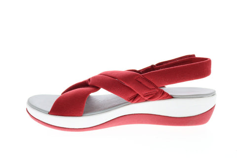 Clarks Arla Belle 26143181 Womens Red Wide Canvas Slingback Sandals Shoes