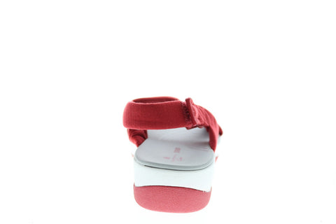 Clarks Arla Belle 26143181 Womens Red Wide Canvas Slingback Sandals Shoes