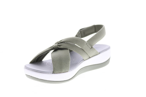 Clarks Arla Belle 26143192 Womens Green Canvas Slingback Sandals Shoes