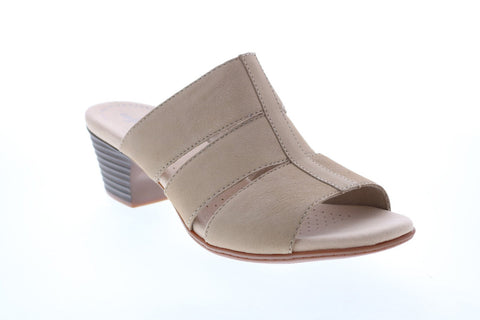 Clarks Valarie Model 26143214 Womens Brown Nubuck Slip On Mules Heels Shoes