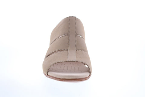 Clarks Valarie Model 26143214 Womens Brown Nubuck Slip On Mules Heels Shoes