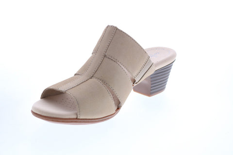 Clarks Valarie Model 26143214 Womens Brown Nubuck Slip On Mules Heels Shoes