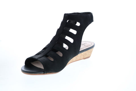 Clarks Abigail Sing 26143225 Womens Black Nubuck Slingback Sandals Shoes