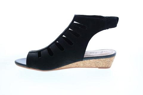 Clarks Abigail Sing 26143225 Womens Black Nubuck Slingback Sandals Shoes