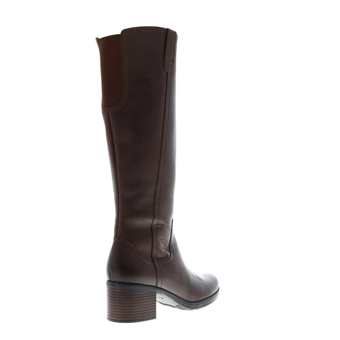 Clarks Hollis Moon 26143938 Womens Brown Leather Zipper Knee High Boots