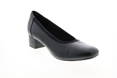Clarks Chartli Fame 26143958 Womens Black Leather Slip On Pumps Heels Shoes